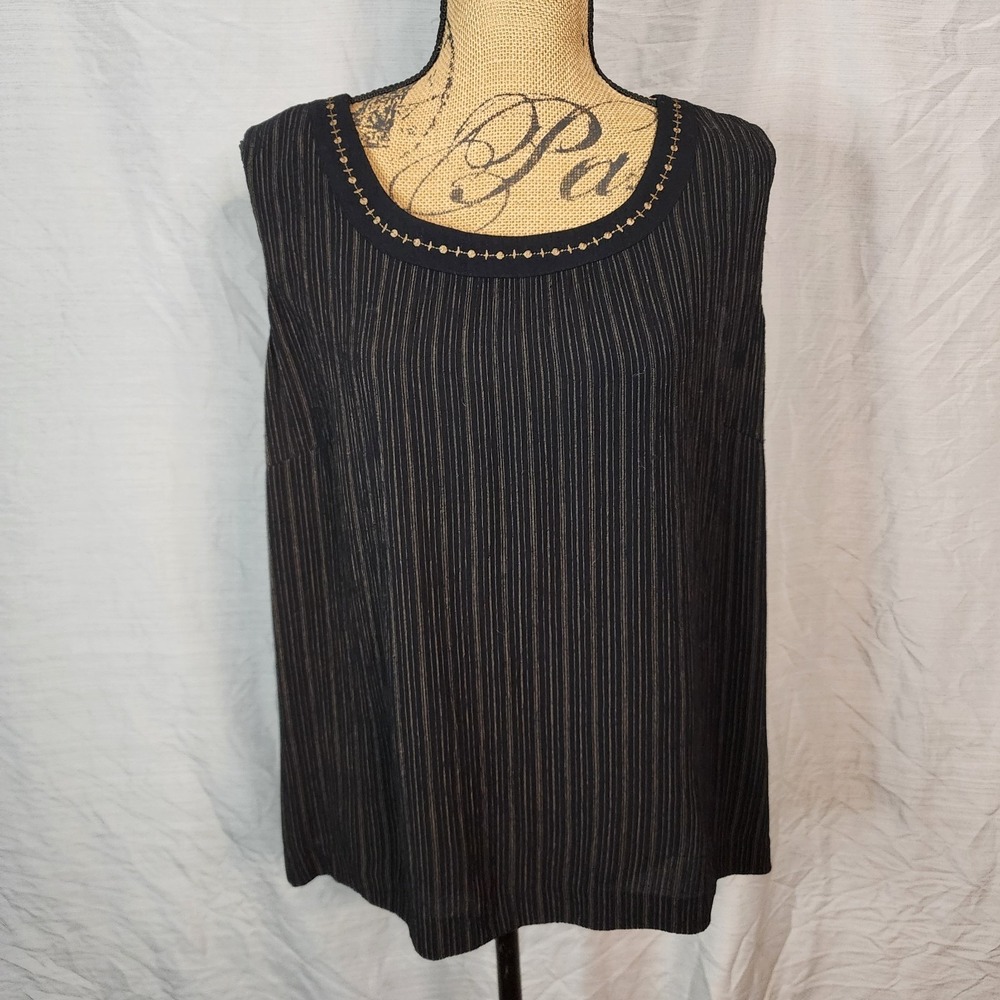 Vtg NORTON STUDIO Rayon Blend Embroidered Pinstripe Business Casual‎ Blouse